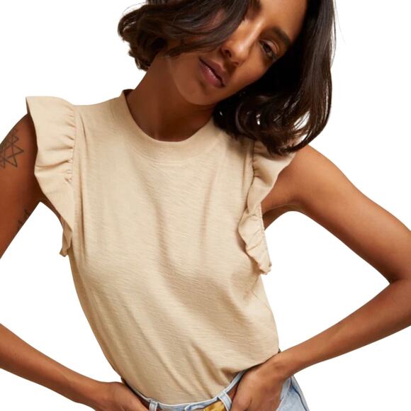 NATION LTD Tops - Nation Ltd Paulette Pima Cotton Ruffle Sleeve Blush Nude Tank Top Size XS